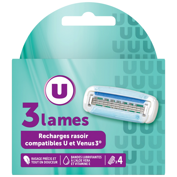 U Recharge pour rasoir système 3 lames féminin U X4