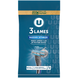 U Rasoir jetable 3 lames u x8