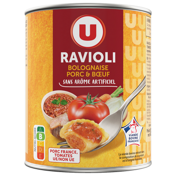 U Ravioli bolognaise porc boeuf VBF, boîte 800g