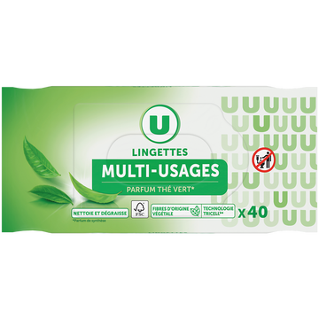 U Lingettes multi-usages parfum thé vert x40