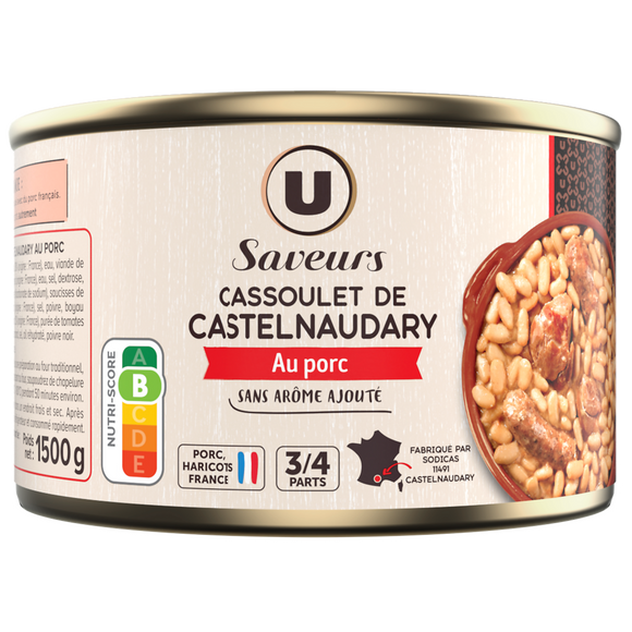 U SAVEURS Cassoulet de Castelnaudary au porc  boîte 2/1 1,5kg