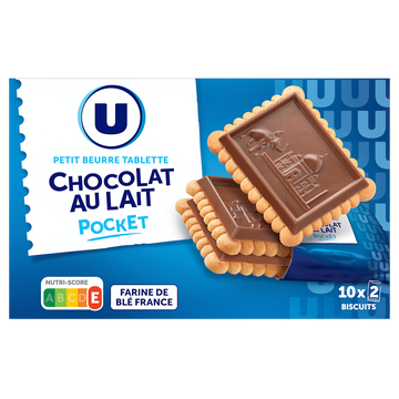 U Petit beurre tablette de chocolat au lait, pocket 250g