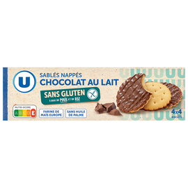 U SANS GLUTEN Sablés nappés chocolat au lait SANS GLUTEN 150g