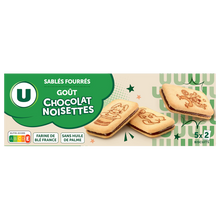 U Sablés fourrés parfum chocolat noisettes, 125g