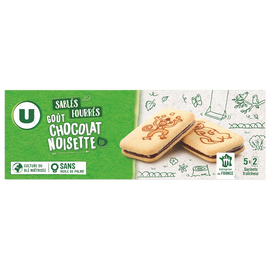 U Sablés fourrés parfum chocolat noisettes, 125g