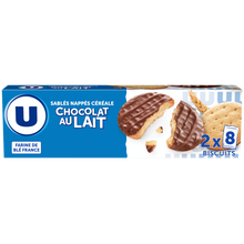 U Biscuits Sablés céréales nappés chocolat au lait - étui 200g