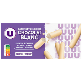 U Gâteaux Bâtonnets au chocolat blanc, paquet 150g