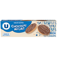 U Sablés nappés au chocolat au lait, étui 200g