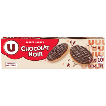 U Biscuits Sablés nappés au chocolat noir, étui 200g