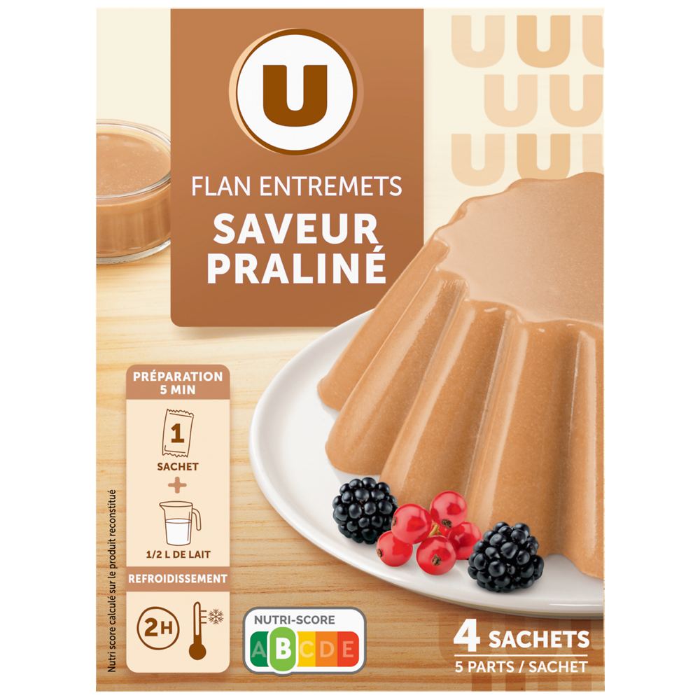 U Préparation Entremets pour flan praliné, 4 doses, 180g