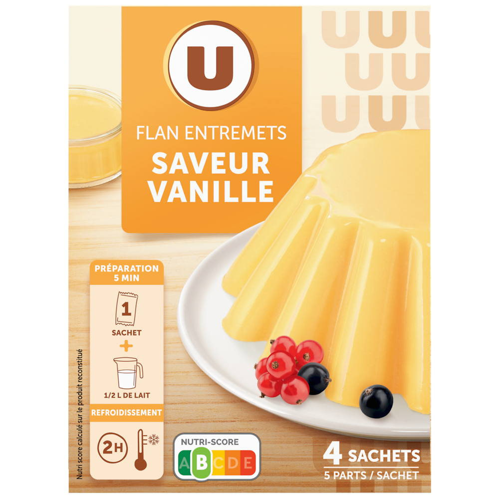U Préparation Entremets pour flan vanille, 4 doses,192g