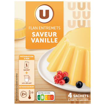 U Préparation Entremets pour flan vanille, 4 doses,192g