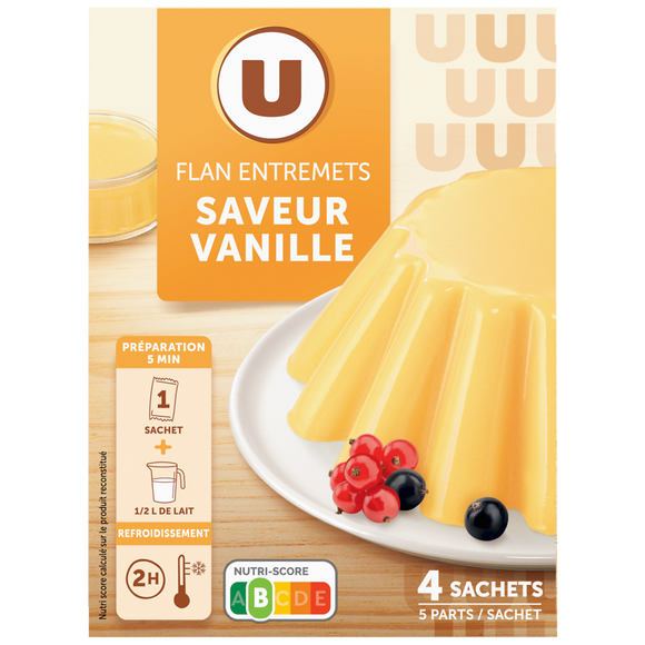 U Préparation Entremets pour flan vanille, 4 doses,192g