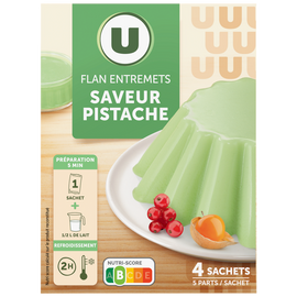 U Préparation Entremets pour flan pistache, 4 doses, 180g