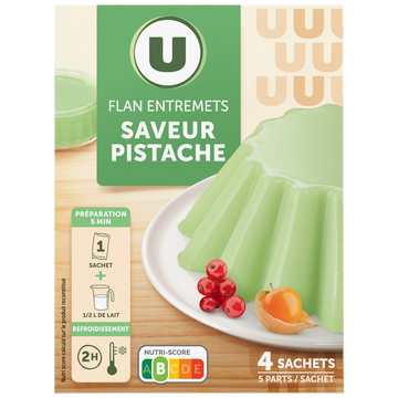 U Préparation Entremets pour flan pistache, 4 doses, 180g
