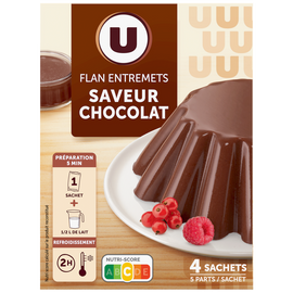 U Préparation Entremets pour flan chocolat, 4 doses, 232g