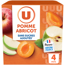 U Dessert fruitier Coupelles sans sucres ajoutés pomme abricot - 4x100g