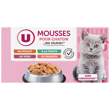 U Sachet fraicheur pour chaton Mousse tendre, 4x85g