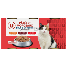 U Boîte pour chat Pâtée et morceaux viandes, 3X400gr