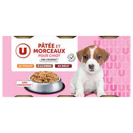 U Boîte pour chiot Pâtée et morceaux viandes, 3x400g