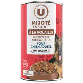 U Boîte pour chien Mijoté en sauce à la volaille pates carotte, 1.2kg