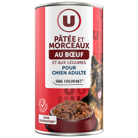 U Boîte pour chien Pâtée et morceaux boeuf et légumes, Boîte 1,2kg
