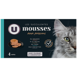 U Sachet fraicheur pour chat Mousse poisson, 4x85g