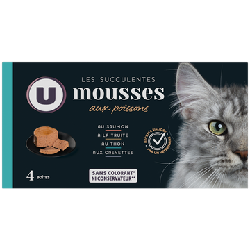 U Sachet fraicheur pour chat Mousse poisson, 4x85g