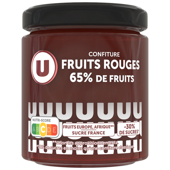 U Confiture 65% fruits rouges, 320g