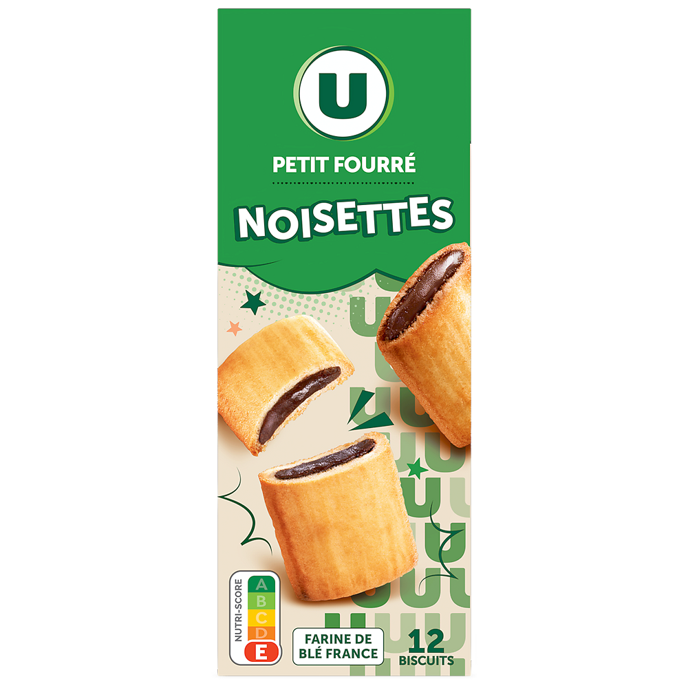 U Gâteaux P'tits fourrés noisettes, 225g