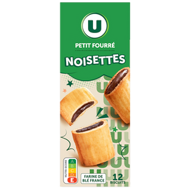 U Gâteaux P'tits fourrés noisettes, 225g