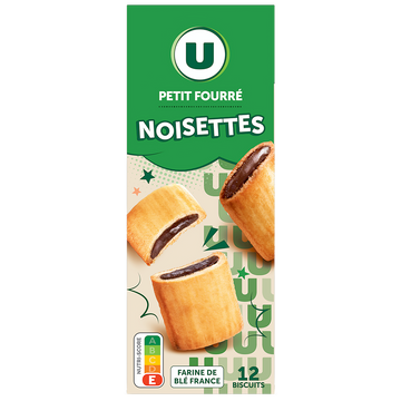 U Gâteaux P'tits fourrés noisettes, 225g