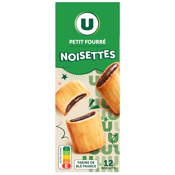 U Gâteaux P'tits fourrés noisettes, 225g