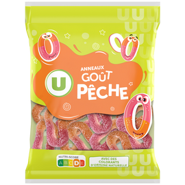 U Bonbons gélifiés anneaux pêche - sachet 250g