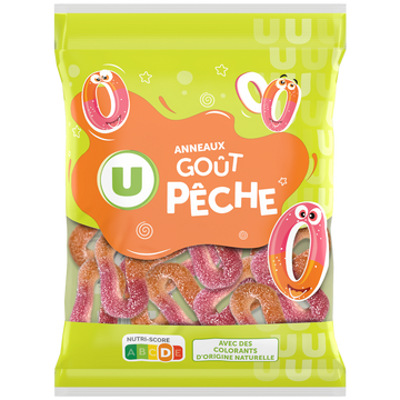 U Bonbons gélifiés anneaux pêche - sachet 250g