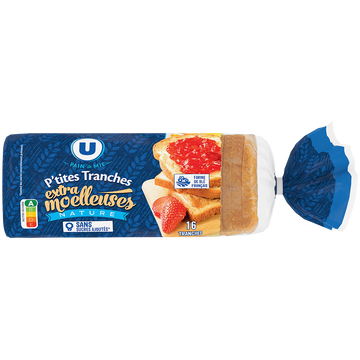 U Pain de mie petite tranche nature sans sucre ajoutés, 280g