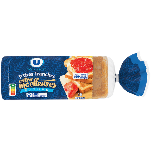 U Pain de mie petite tranche nature sans sucre ajoutés, 280g
