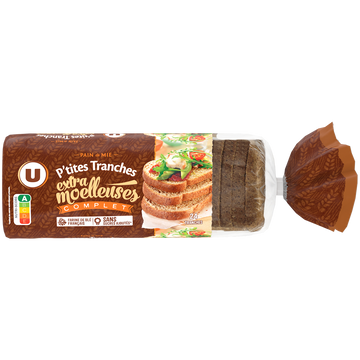 U Pain de mie petite tranche complet sans sucre ajoutés, 500g