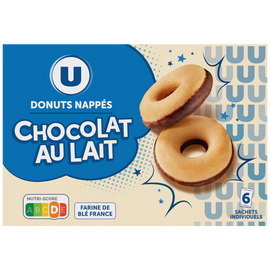 U Doonuts nappés chocolat au lait, paquet 180g