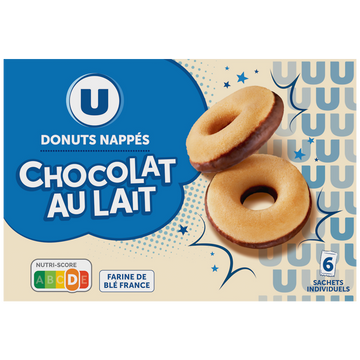 U Doonuts nappés chocolat au lait, paquet 180g