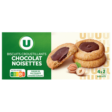 U Biscuits croustillants chocolat noisettes U, étui 115g