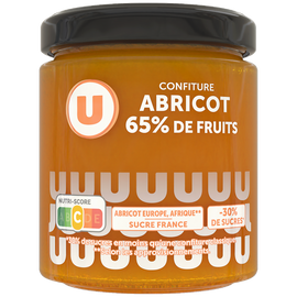 U Confiture abricot 65% de fruits, 320g