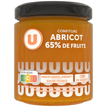 U Confiture abricot 65% de fruits, 320g