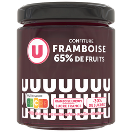 U Confiture framboise 65% de fruits, 320g
