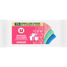 U Eponge végétale colorée - x3