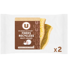 U Eponge grattante fibres recyclées multi-usages - x2
