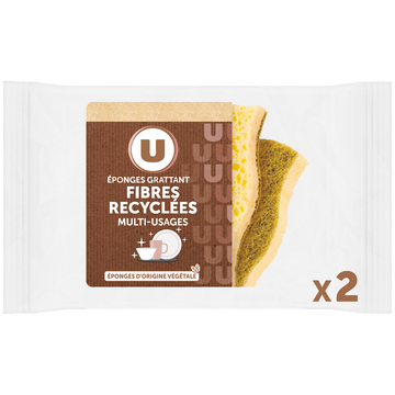 U Eponge grattante fibres recyclées multi-usages - x2