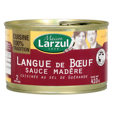 Langue de boeuf sauce madère MAISON LARZUL, boîte de 410g