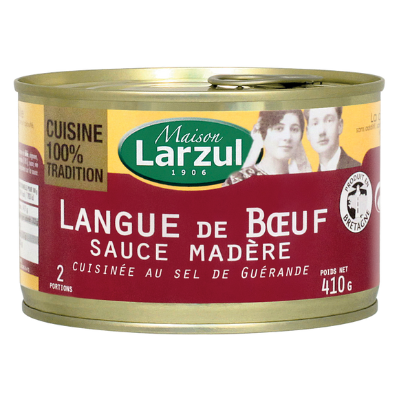 Langue de boeuf sauce madère MAISON LARZUL, boîte de 410g