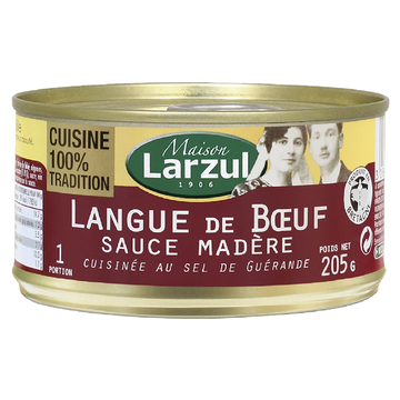 Langue de boeuf sauce madère LARZUL, Boîte de 205g